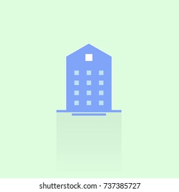 building icon on blue background