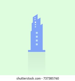 building icon on blue background