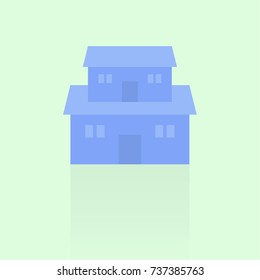 building icon on blue background