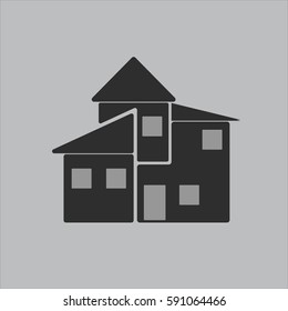 building icon on gray background