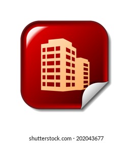 Icono de construcción de pegatinas web rojas