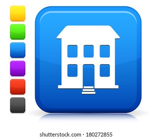 Building Icon on Square Internet Button Collection