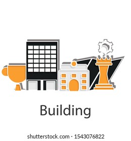 Building icon on white background. Creative idea design use for your project. Flat vector illustration for template,web page, mobile app or presentation.