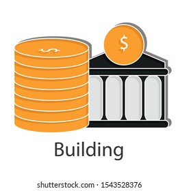 Building icon on white background. Creative idea design. Flat vector illustration use for template, brochure, web page or mobile app.