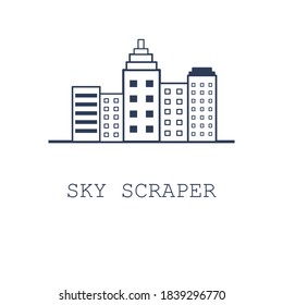 Building Icon On White Background. Vector Illustration In Flat Design. Sky Scraper. 