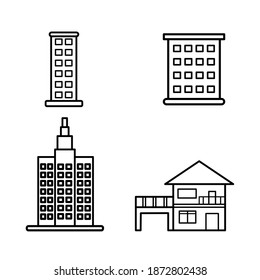 Building icon on white background. Vector illustration in flat cartoon design. Use for webpage, banner, poster, app, graphic. 