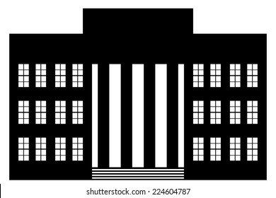 Building icon on white background. Vector illustration. Neoclassicism.