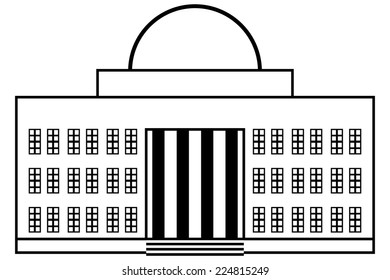 Building icon on white background. Vector illustration. Neoclassicism.
