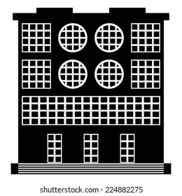 The building icon on white background, style of constructivism. Vector illustration.