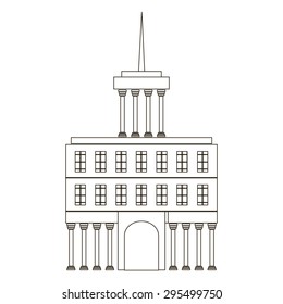 Building icon on white background - vector illustration.
