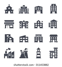 Building Icon on White Background