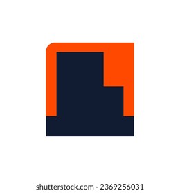 The building icon is orange and black. Construction logo, building, housing, consultant. Vector