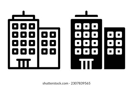Building icon with outline and glyph style.