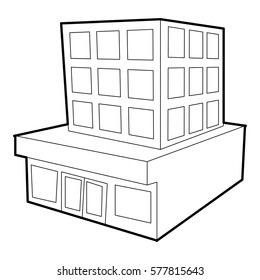 Building icon. Outline illustration of building vector icon for web