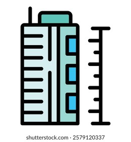 Building icon outline vector. City block. Multistory house color flat