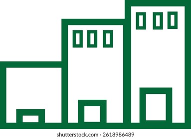 Building icon representing architecture, urban structures, and real estate, designed in a modern and minimalist style.