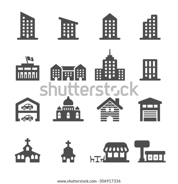 Building Icon Set 3 Vector Eps10 Stock Vector (Royalty Free) 306917336 ...