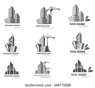 Building icon set. Abstract architecture