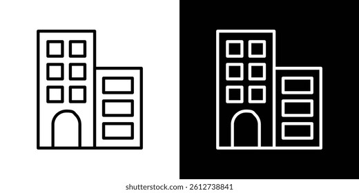 Building icon set. Black illustration isolated for graphic and web design