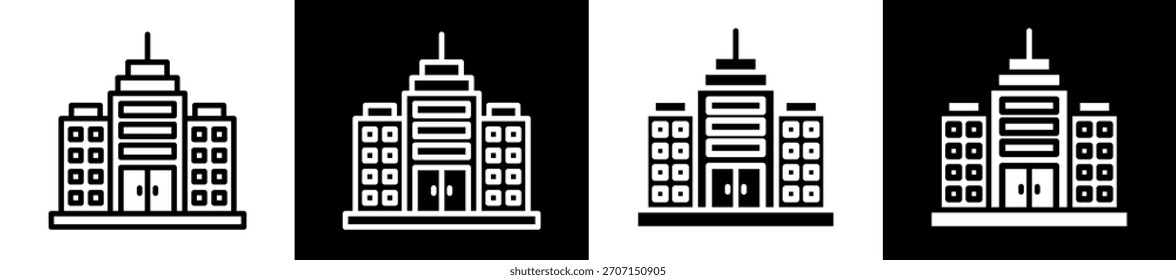 Gebäude Symbol Set in schwarz-weiß gefüllten Stil Sammlung