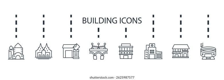 building icon set collection .design style with background