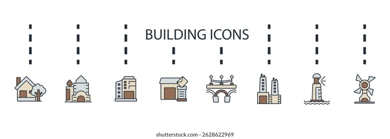 Conjunto de iconos de construcción colección. Estilo de diseño con fondo