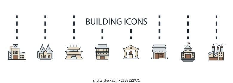 Conjunto de iconos de construcción colección. Estilo de diseño con fondo