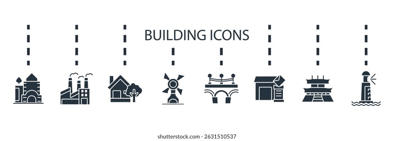 building icon set collection .design style with background