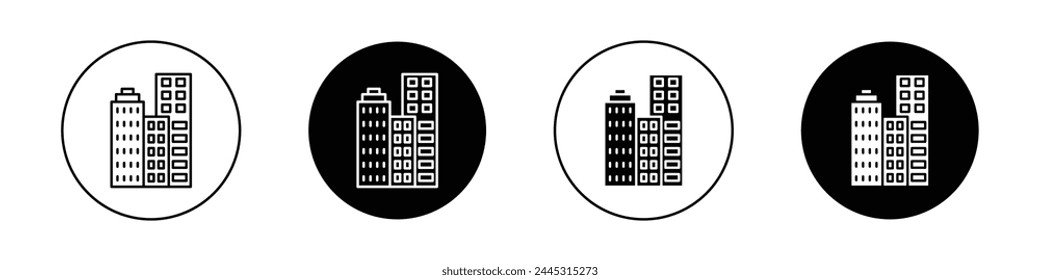 Conjunto de iconos de edificios. símbolo de Vector de edificio comercial de la empresa. pictograma de oficina.