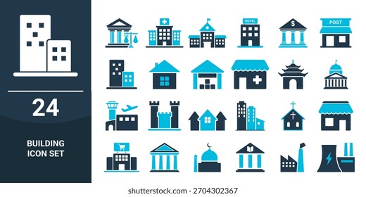 Conjunto de ícones de construção. Ilustração criativa para web, aplicativo móvel, apresentação. Caixa de pictogramas, estilo de glifo. Ilustração vetorial moderna