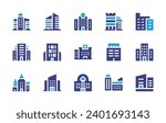 Building icon set. Duotone color. Vector illustration. Containing building, hospital, furniture, buildings, casino, office, company, architecture.