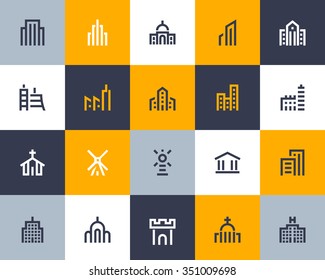 Building icon set. Flat series