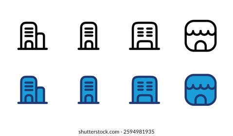 Building icon set. house, office, Office Buildings Icon Set Vector, city, real estate icon