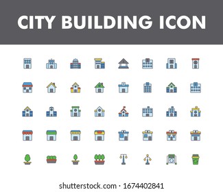 building icon set isolated on white background. for your web site design, logo, app, UI. Vector graphics illustration and editable stroke. EPS 10.