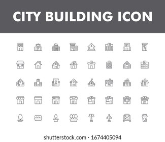 building icon set isolated on white background. for your web site design, logo, app, UI. Vector graphics illustration and editable stroke. EPS 10.