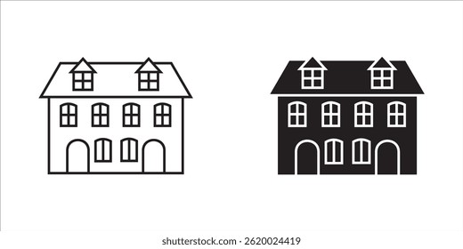Building icon set isolated on white background.