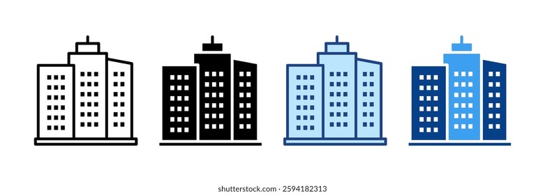 Building Icon Set Multiple Style Collection