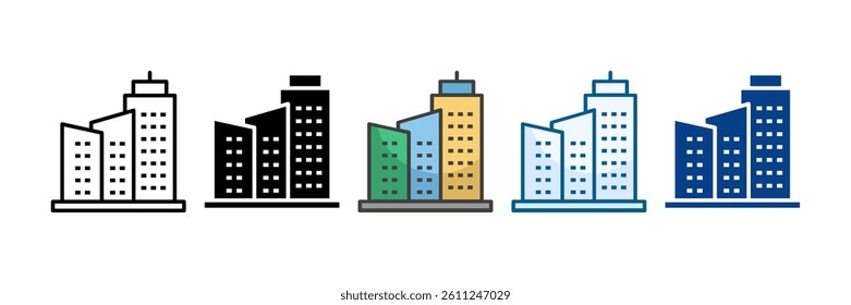 Building Icon Set Multiple Style Collection