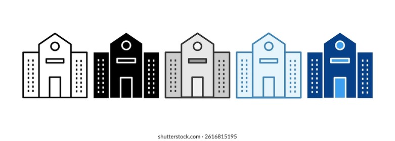 Building Icon Set Multiple Style Collection