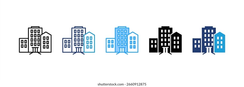 Building icon set multiple style collection