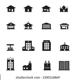 Building Icon Set on white background