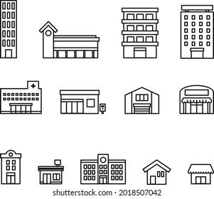 Building icon set.It is outline vector.