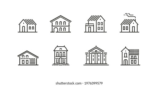 Building icon set. Real estate, house symbol. Vector illustration