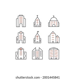 building icon. building set symbol vector elements for infographic web.