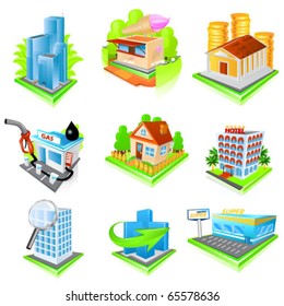 Building icon set. Vector