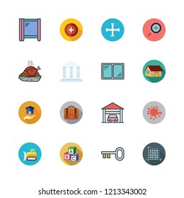 building icon set. vector set about window, briefcase, turkey and symmetry icons set.