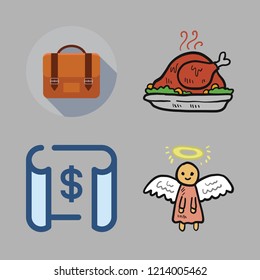 building icon set. vector set about angel, briefcase, turkey and blueprint icons set.