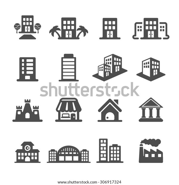 Building Icon Set Vector Eps10 Stock Vector (Royalty Free) 306917324