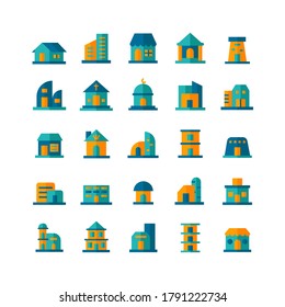 Building icon set vector flat for website, mobile app, presentation, social media. Suitable for user interface and user experience.