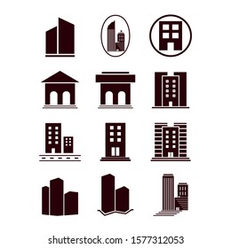 Building Icon Set. Vector illustration. in a simple design, eps 10